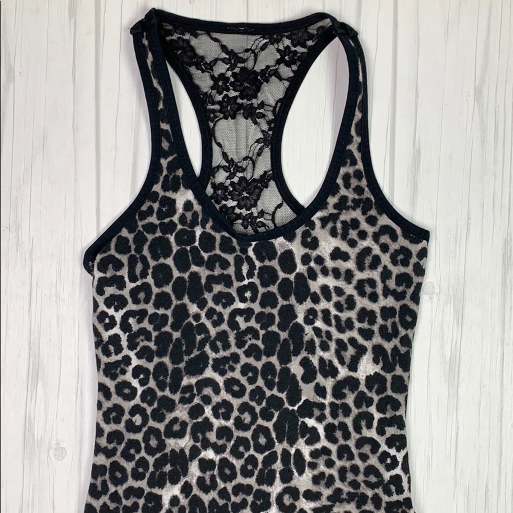 Express cheetah leopard lace tank top